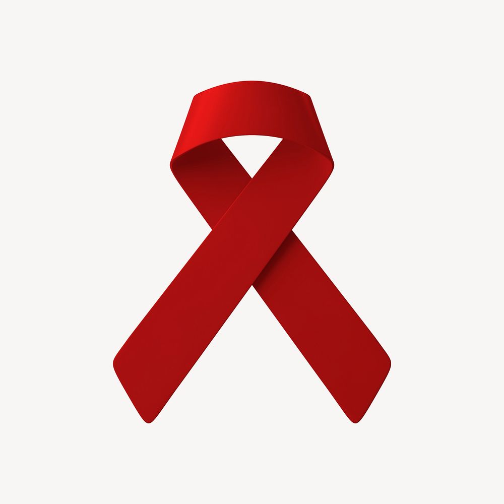 3D red ribbon clipart, HIV awareness psd