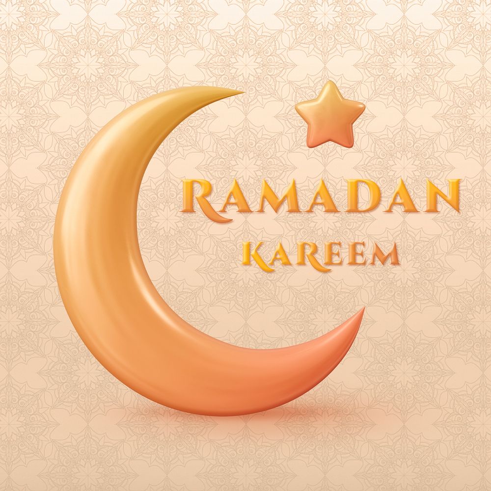 Islamic star crescent, Ramadan Kareem, greeting Instagram post