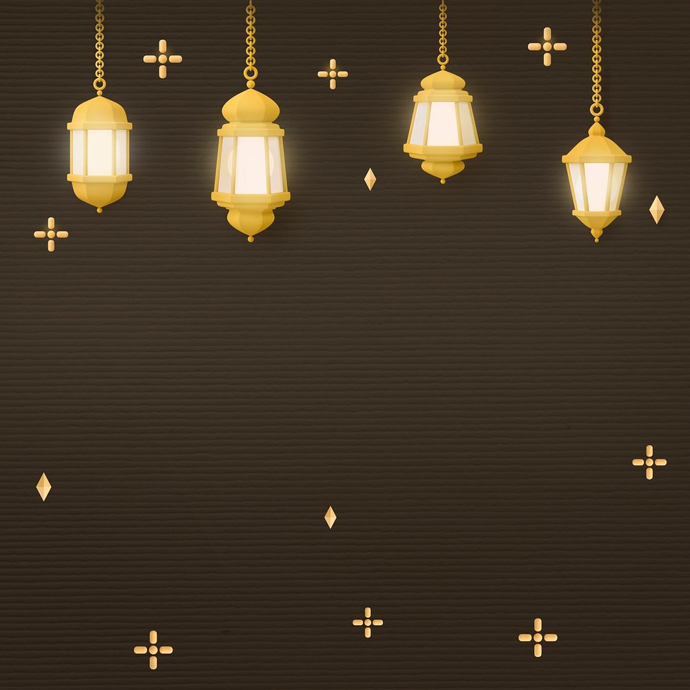 Brown 3D Ramadan background, lantern border design