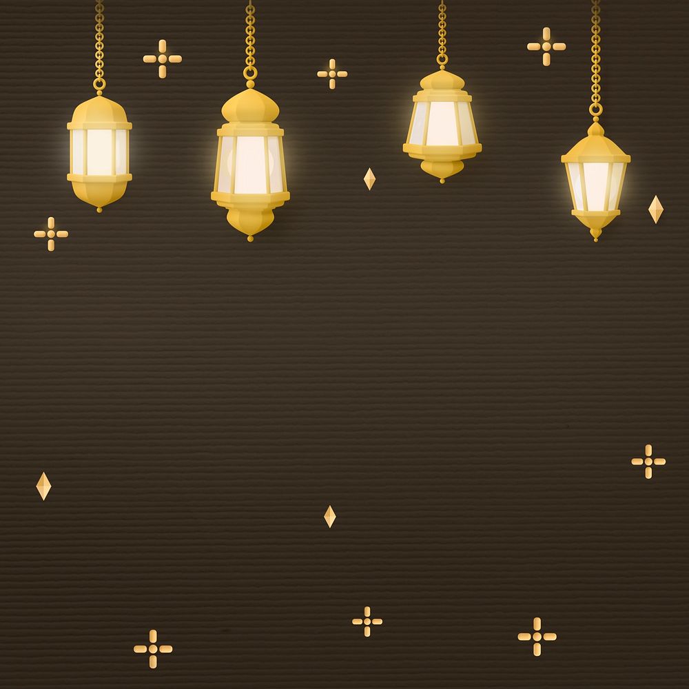 Brown 3D Ramadan background, lantern border design psd