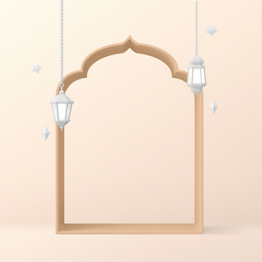 Ramadan Instagram post frame background, 3D illustration
