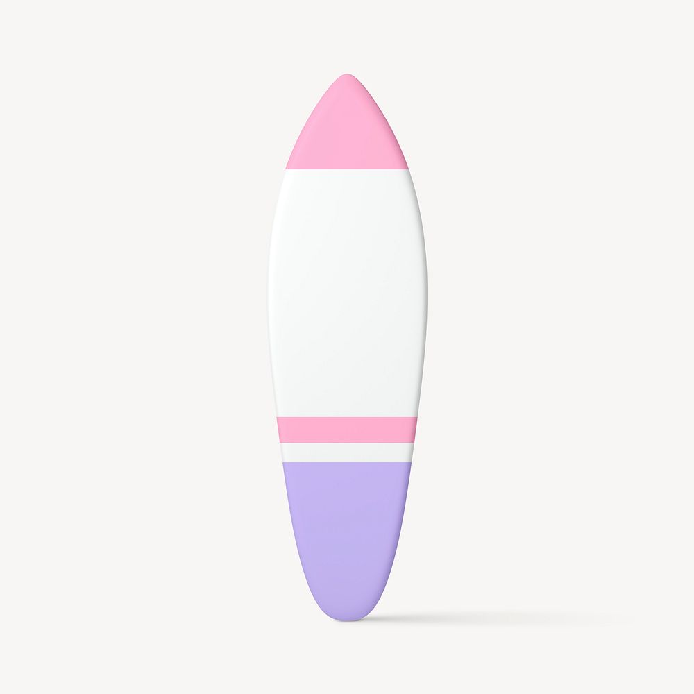 3D surfboard collage element, aesthetic design psd