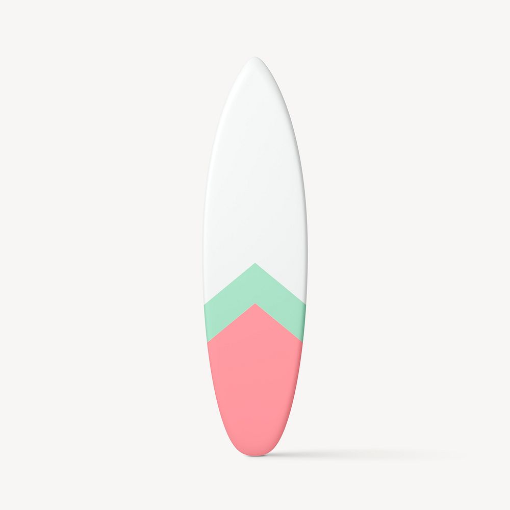 3D surfboard collage element, cute aesthetic design psd