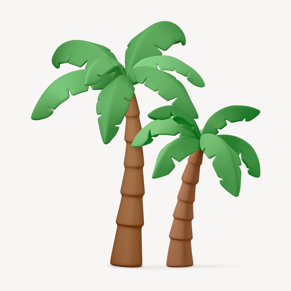 3D coconut tree collage element, tropical design psd