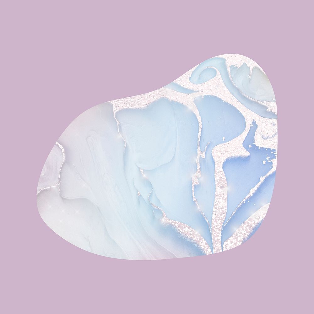 Pastel blue badge, aesthetic design blob shape psd