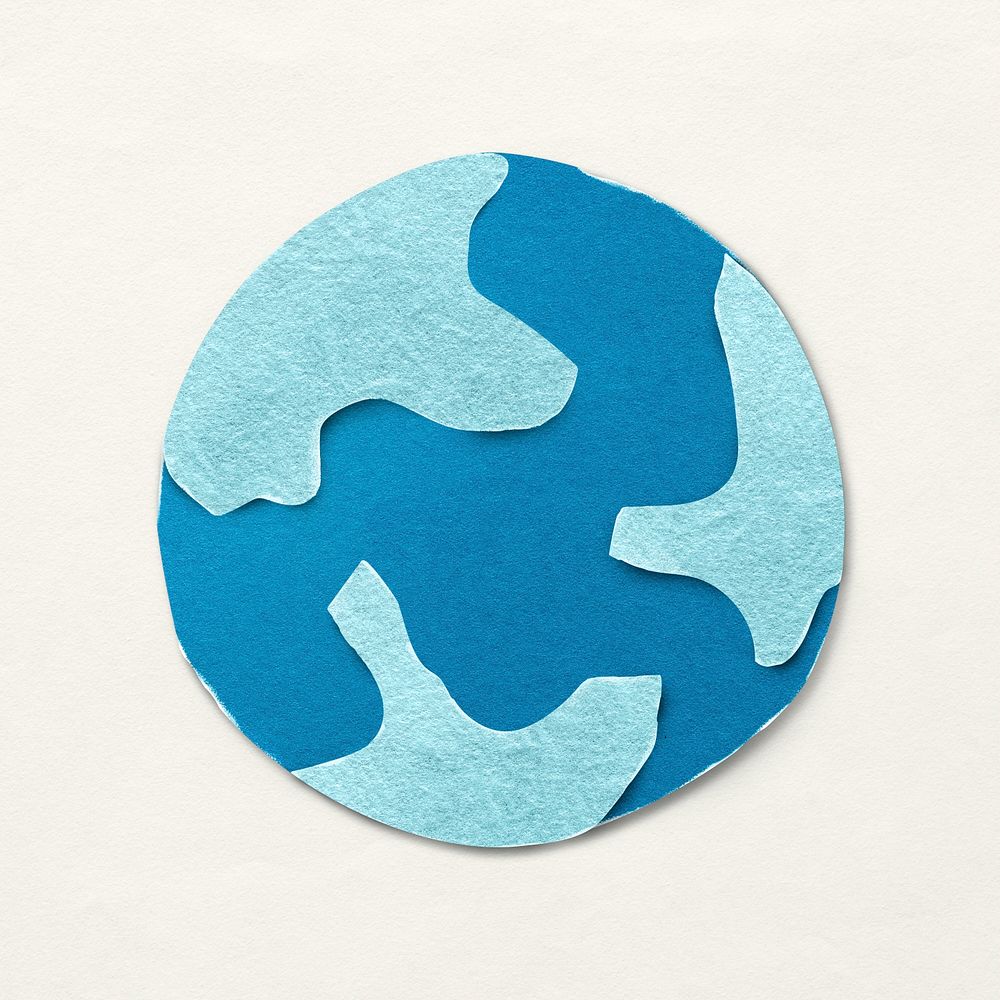 Paper craft earth sticker psd