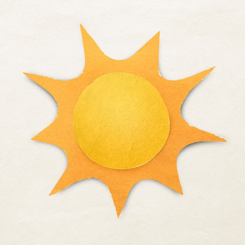 Paper craft sun sticker vector