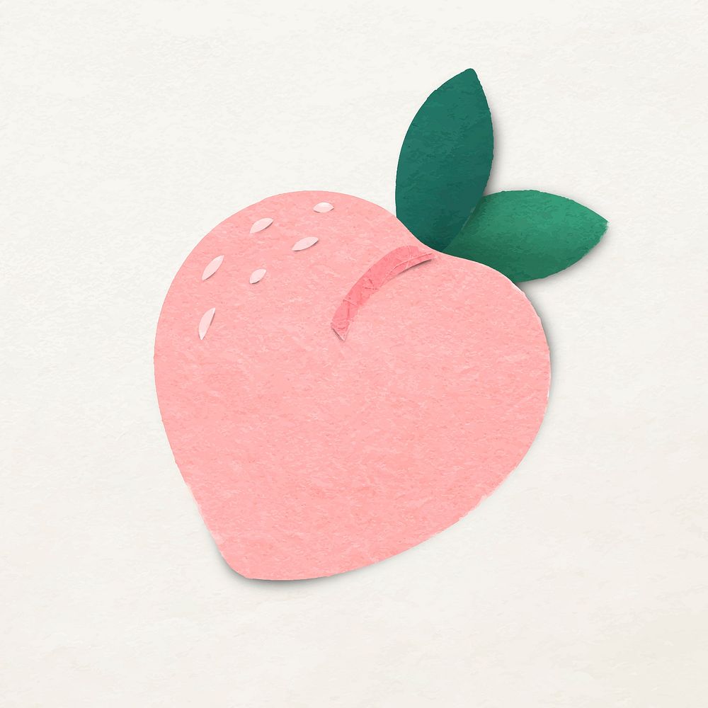 Peach sticker, colorful collage element vector