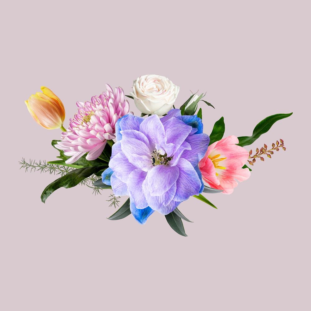 Flower bouquet sticker, aesthetic psd design