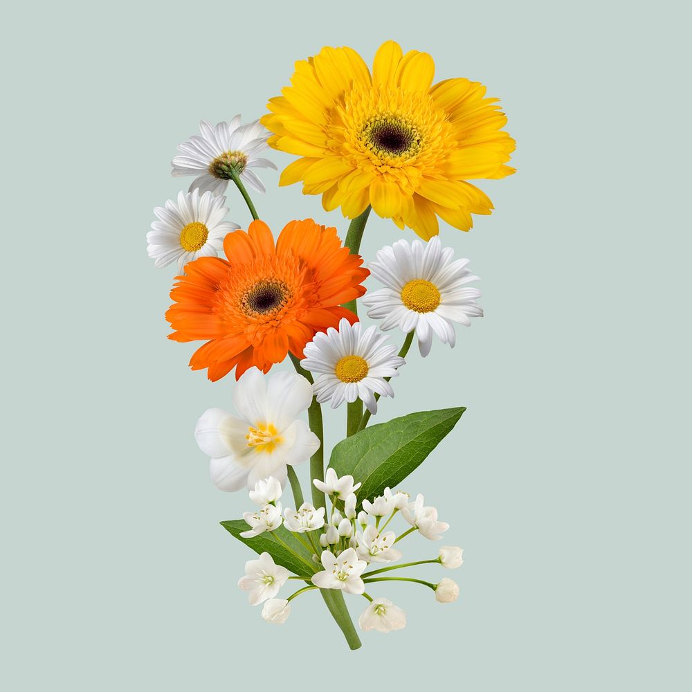 Flower bouquet sticker, aesthetic psd design