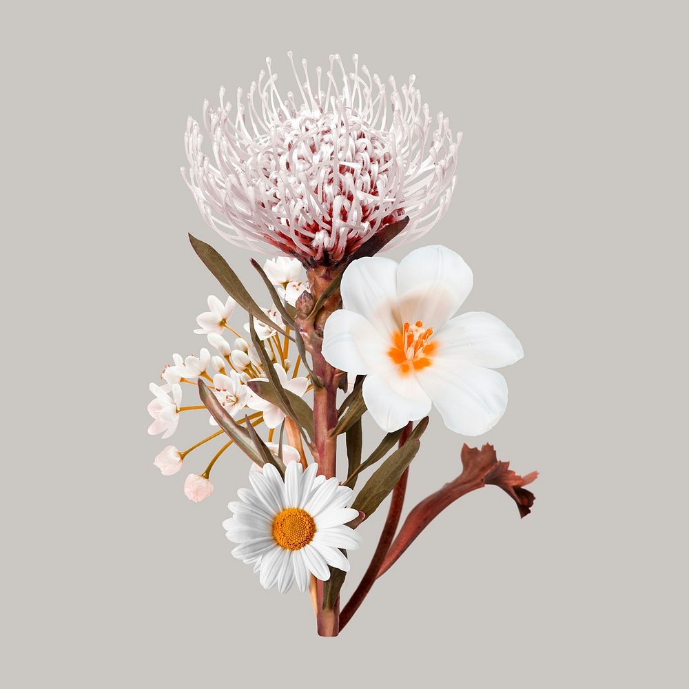 Vintage aesthetic flower collage element, beautiful floral design