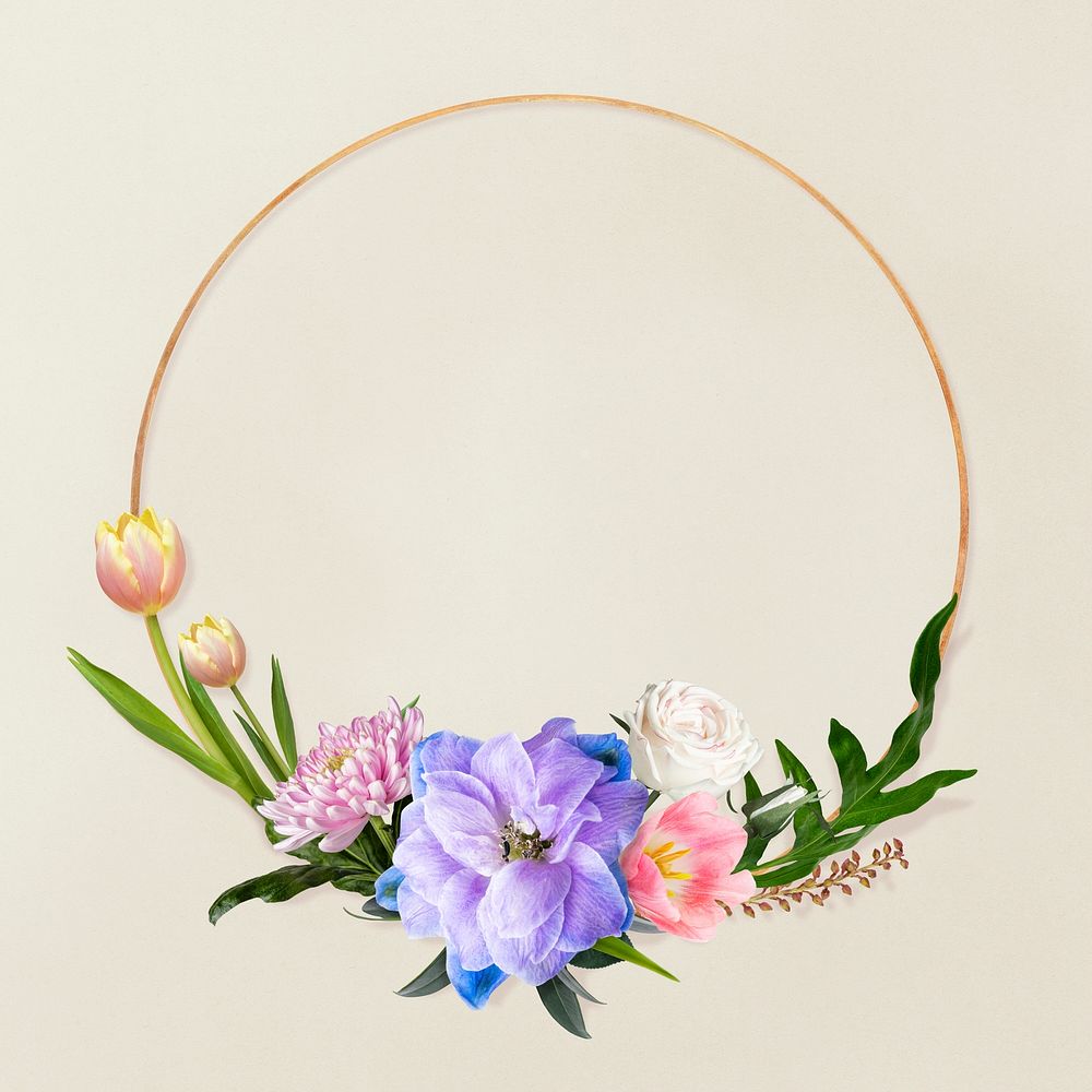 Colorful flower bouquet frame, floral psd design