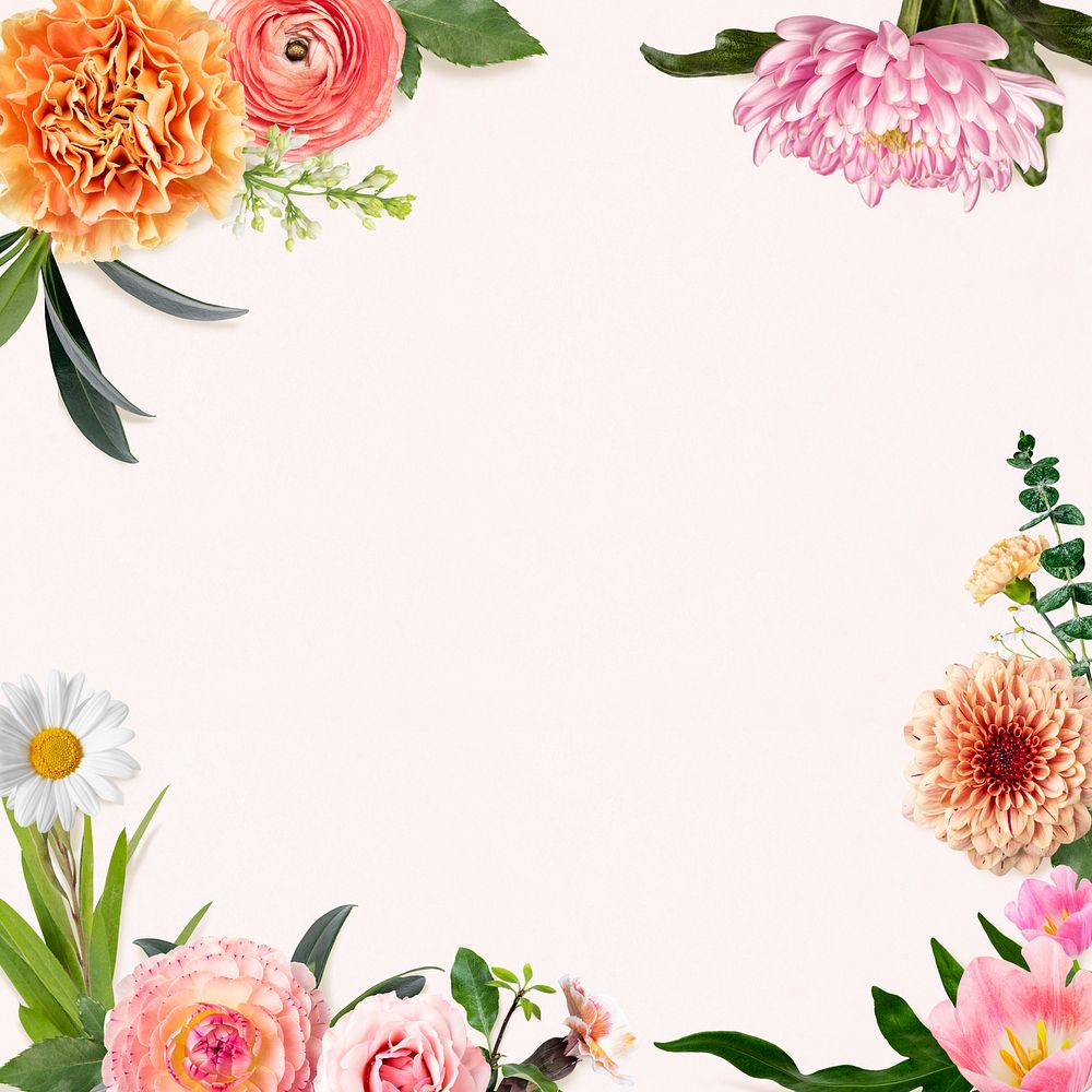 Floral frame background, flower, botanical | Free Photo - rawpixel