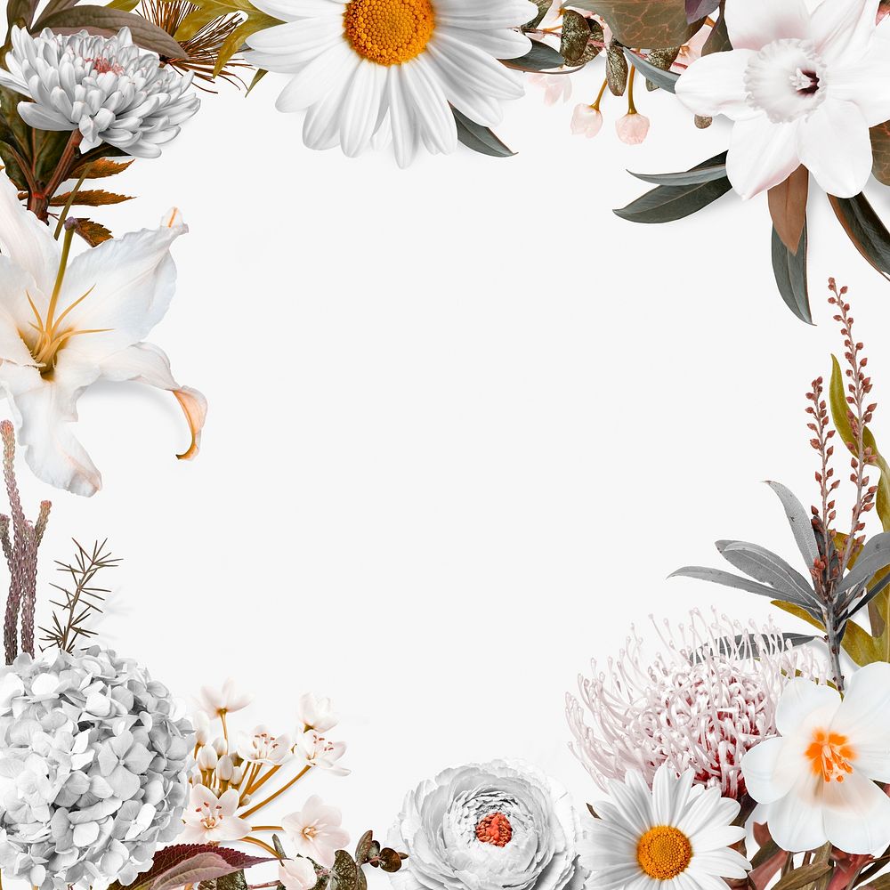 Aesthetic floral frame, botanical psd design