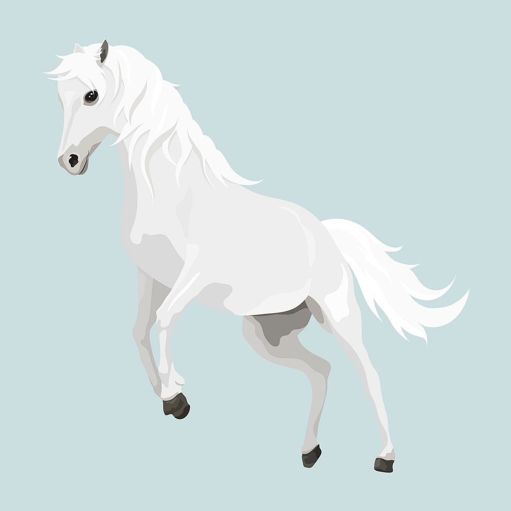 White horse illustration clipart