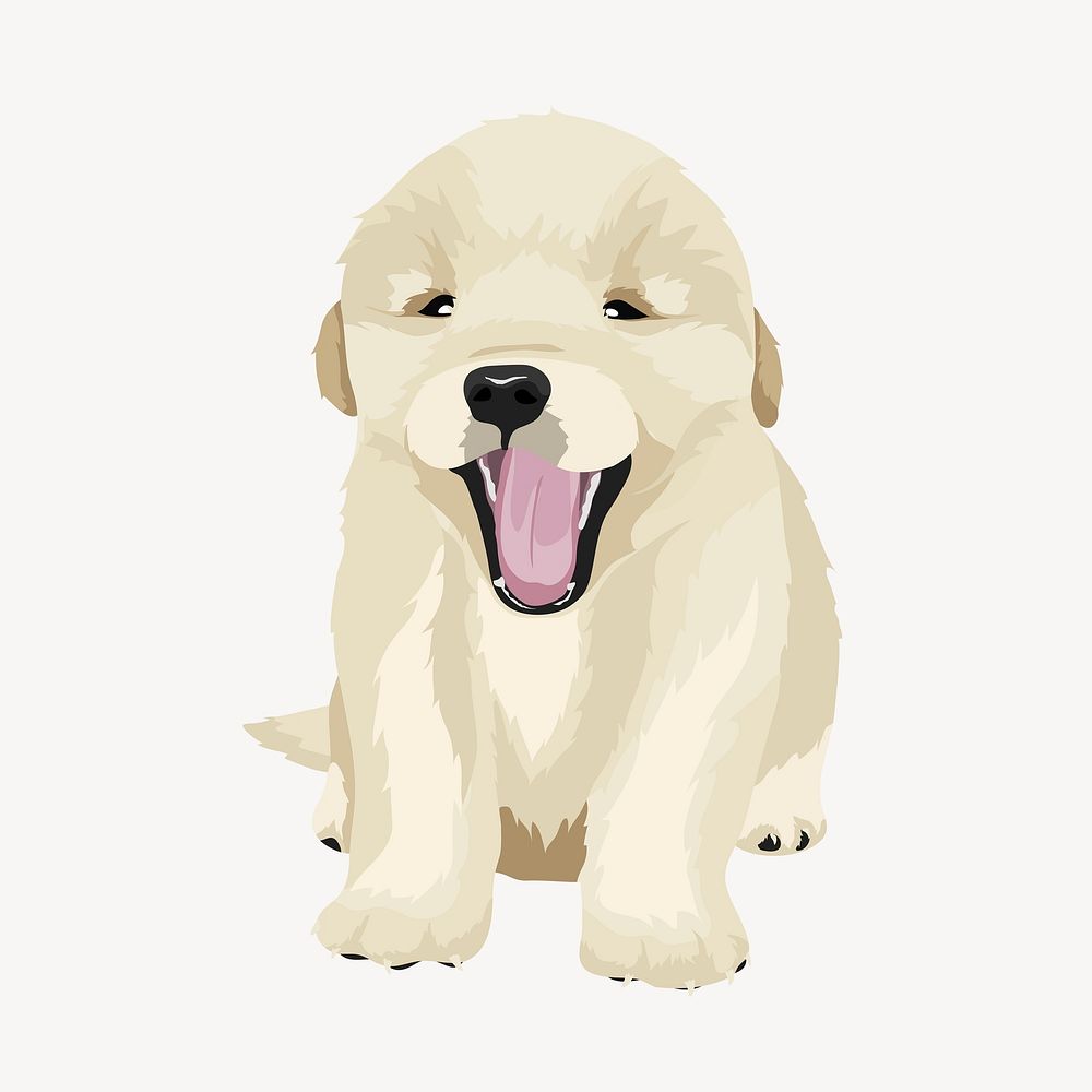 Puppy clipart, golden retriever dog illustration