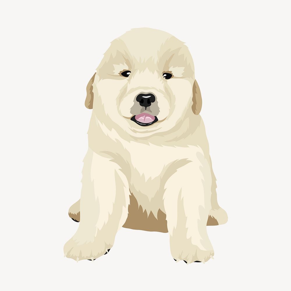 Puppy clipart, golden retriever dog vectorized illustration