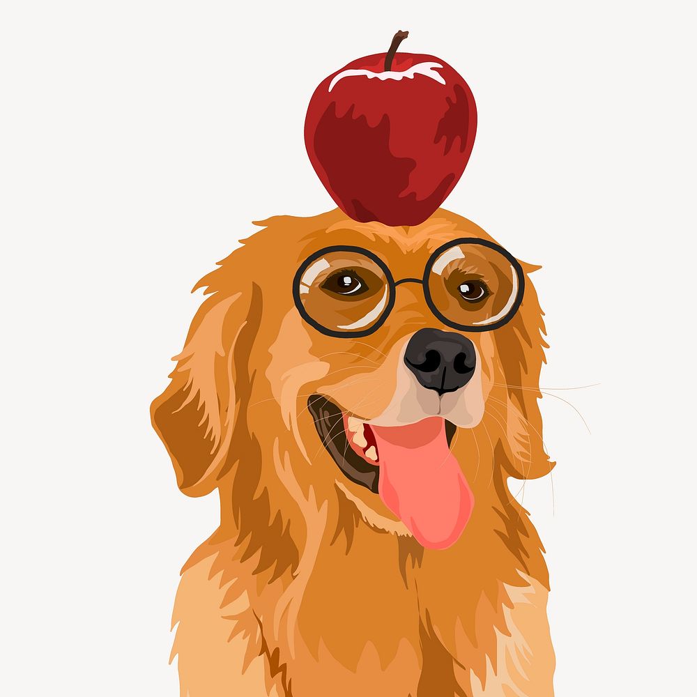 Smart dog, school teacher's pet illustration
