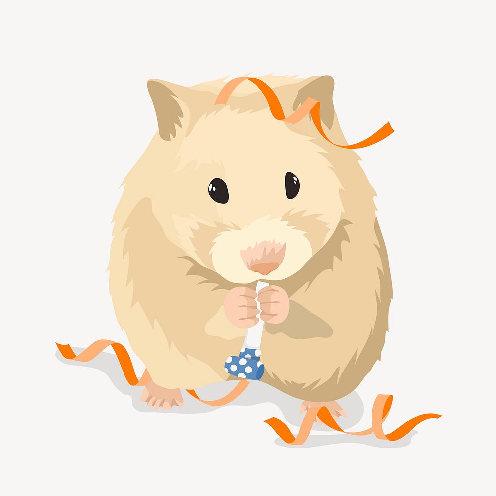 Party hamster illustration, cute pet animal, celebration clipart