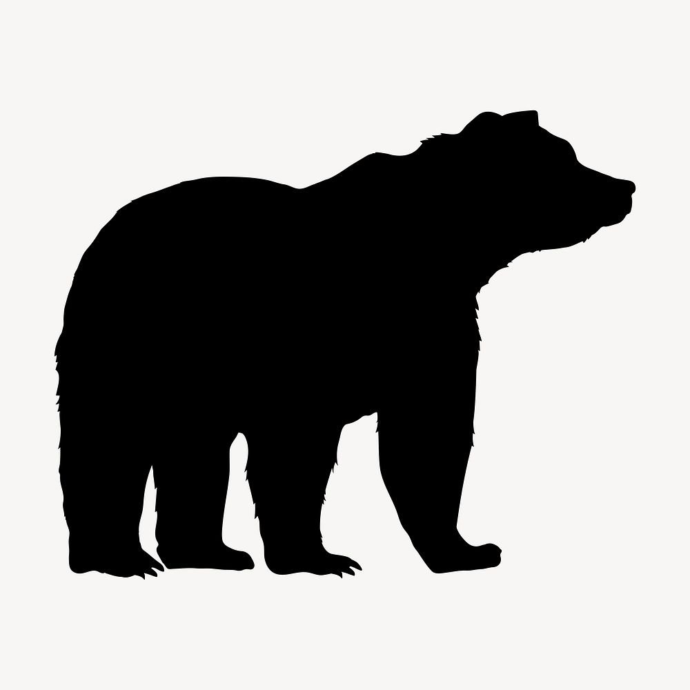 Bear silhouette, four leg animal illustration clipart