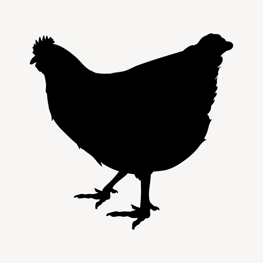 Black chicken silhouette, farm animal