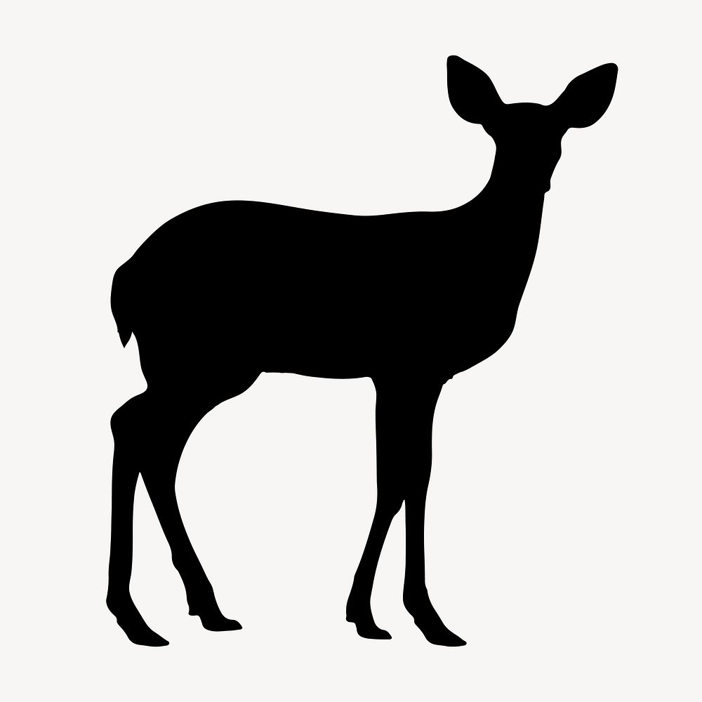 Chital deer silhouette, wild animal illustration