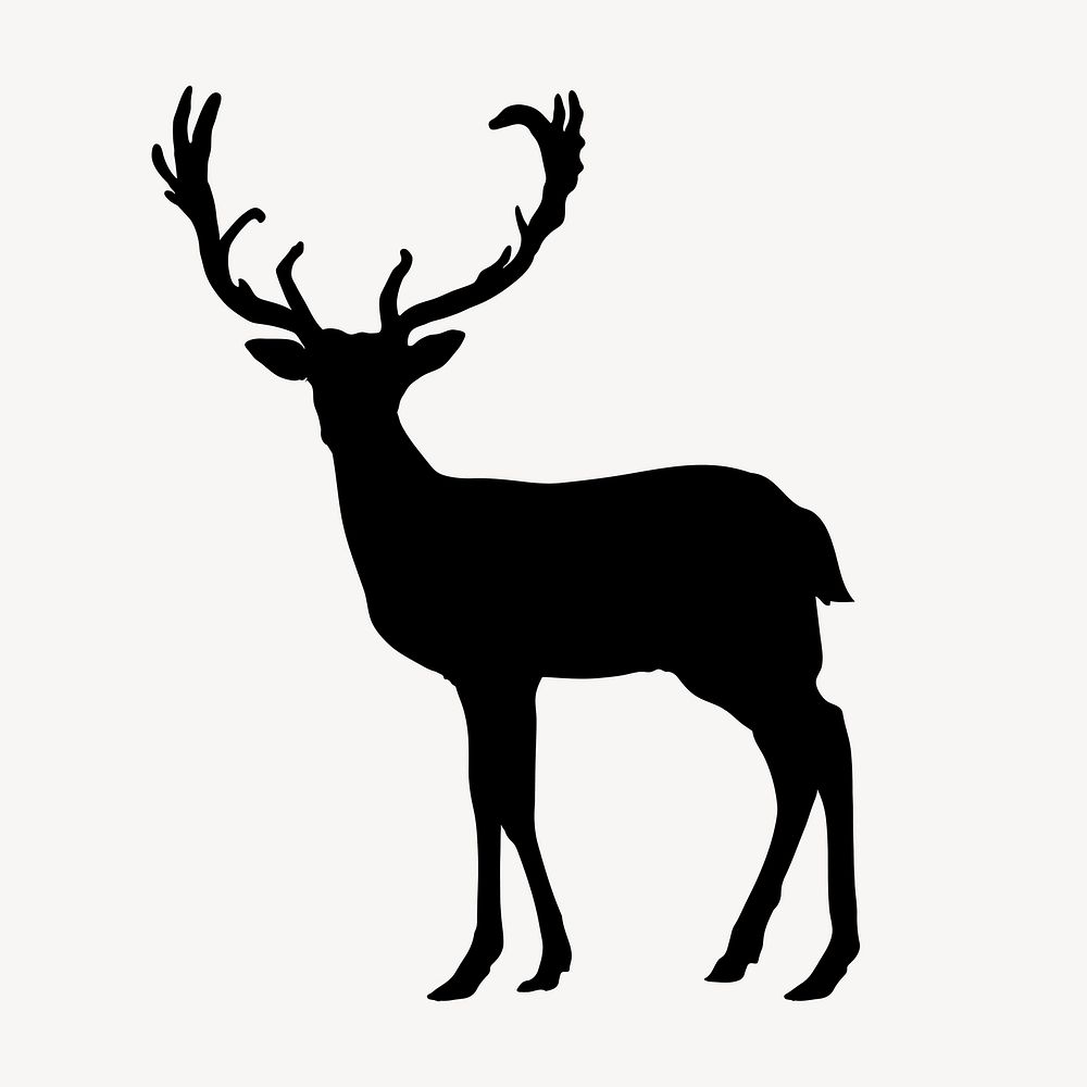 Deer silhouette illustration, wild animal illustration