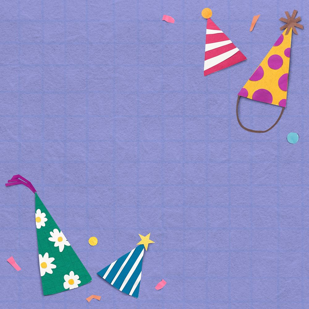 Purple birthday border background, paper craft design