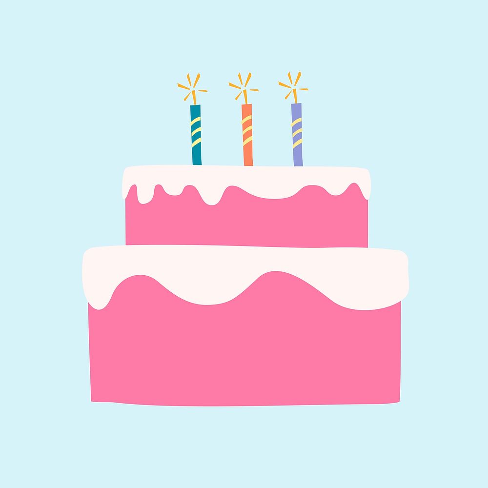 Pink cake sticker, party design vector