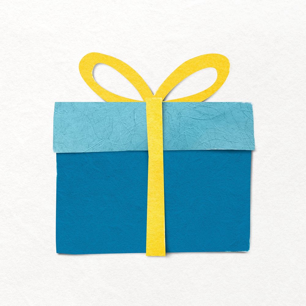 Cute blue gift clipart, paper craft design