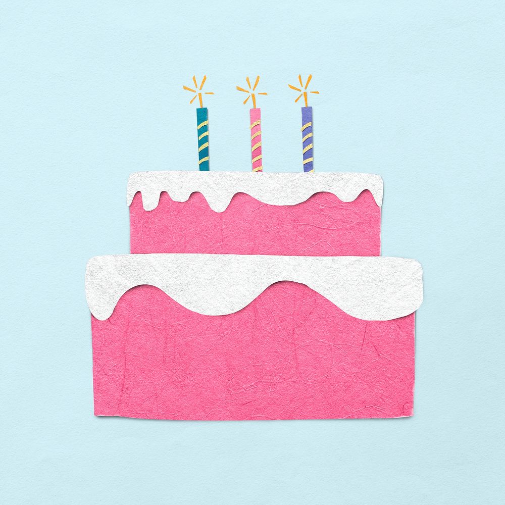Pink cake sticker, paper craft | PSD - rawpixel