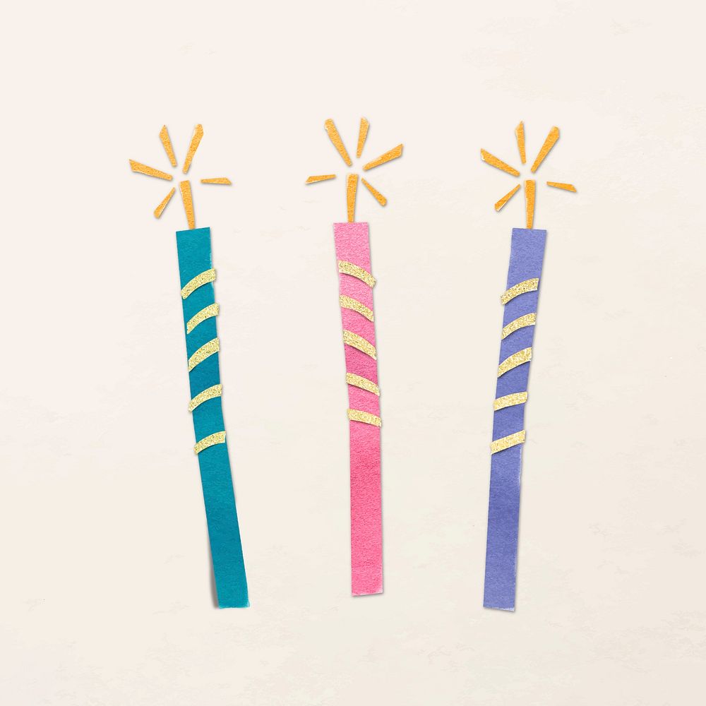 Birthday candles sticker, paper craft design vector