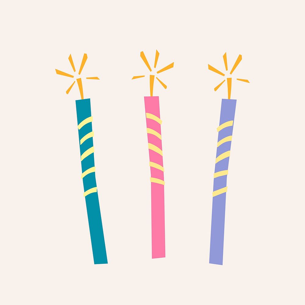 Birthday candles collage element, festive design vector