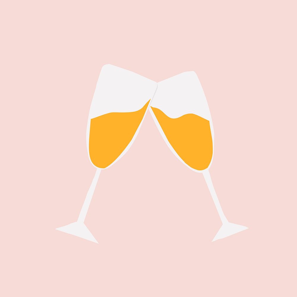 Champagne glasses sticker, party design psd
