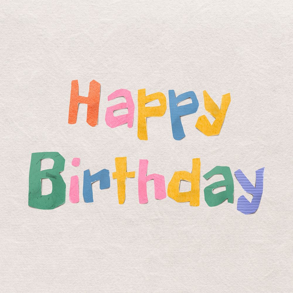 Happy birthday greeting, typography design psd