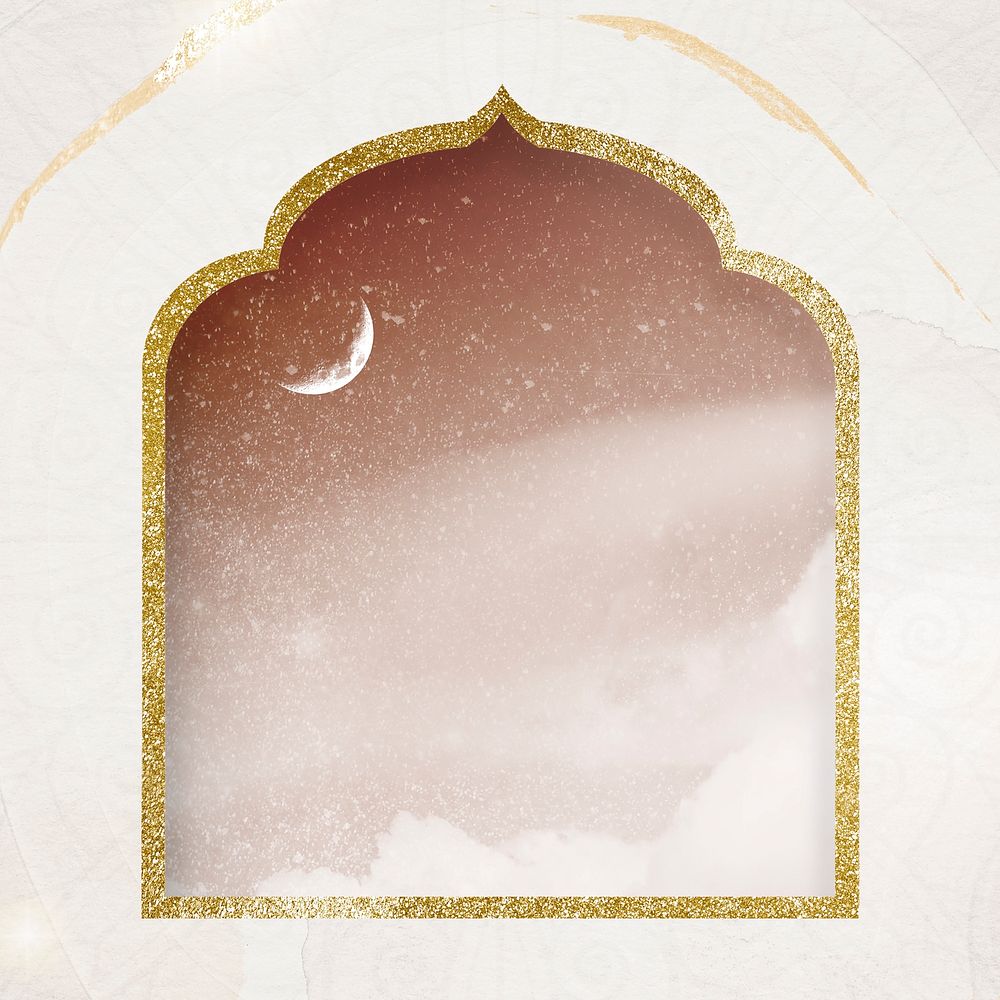 Gold Ramadan moon frame background design