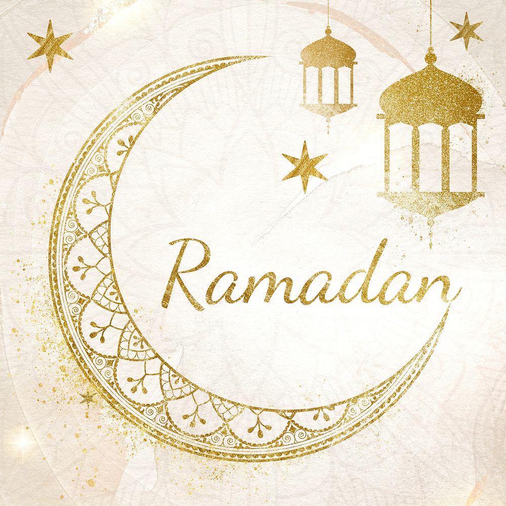 Ramadan typography, Islamic festival greeting psd
