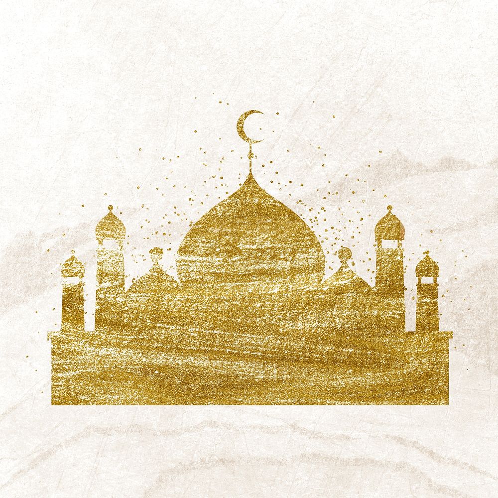 Masjid sticker, Ramadan collage element psd