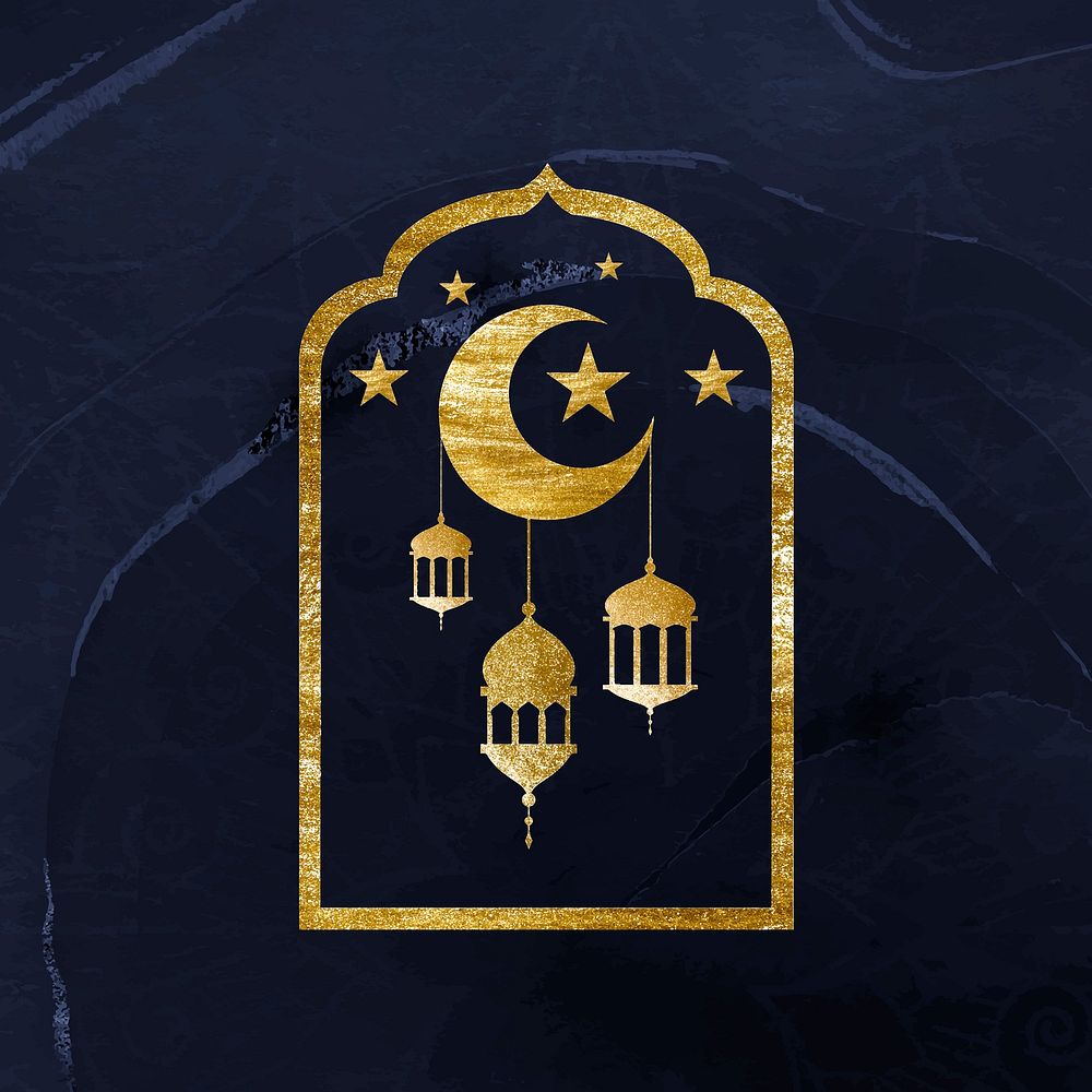 Islamic decoration sticker, festive collage element vector