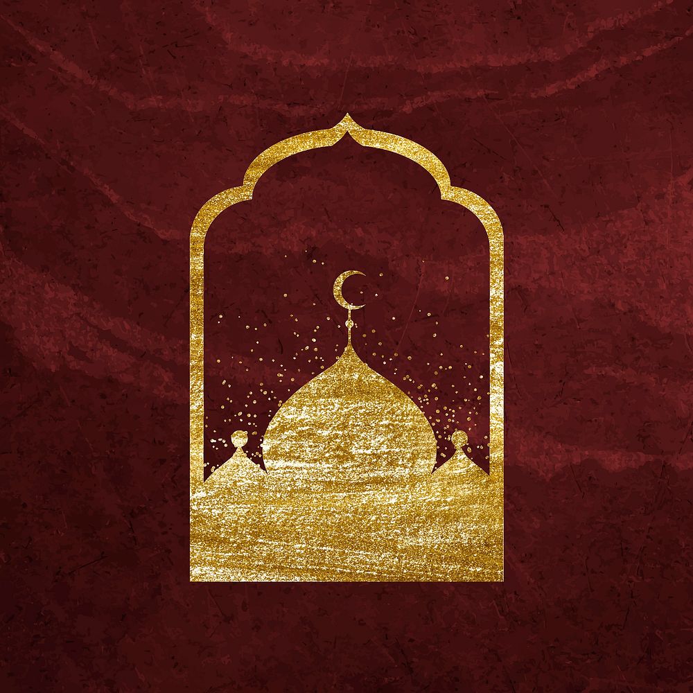 Gold masjid clipart, Ramadan design