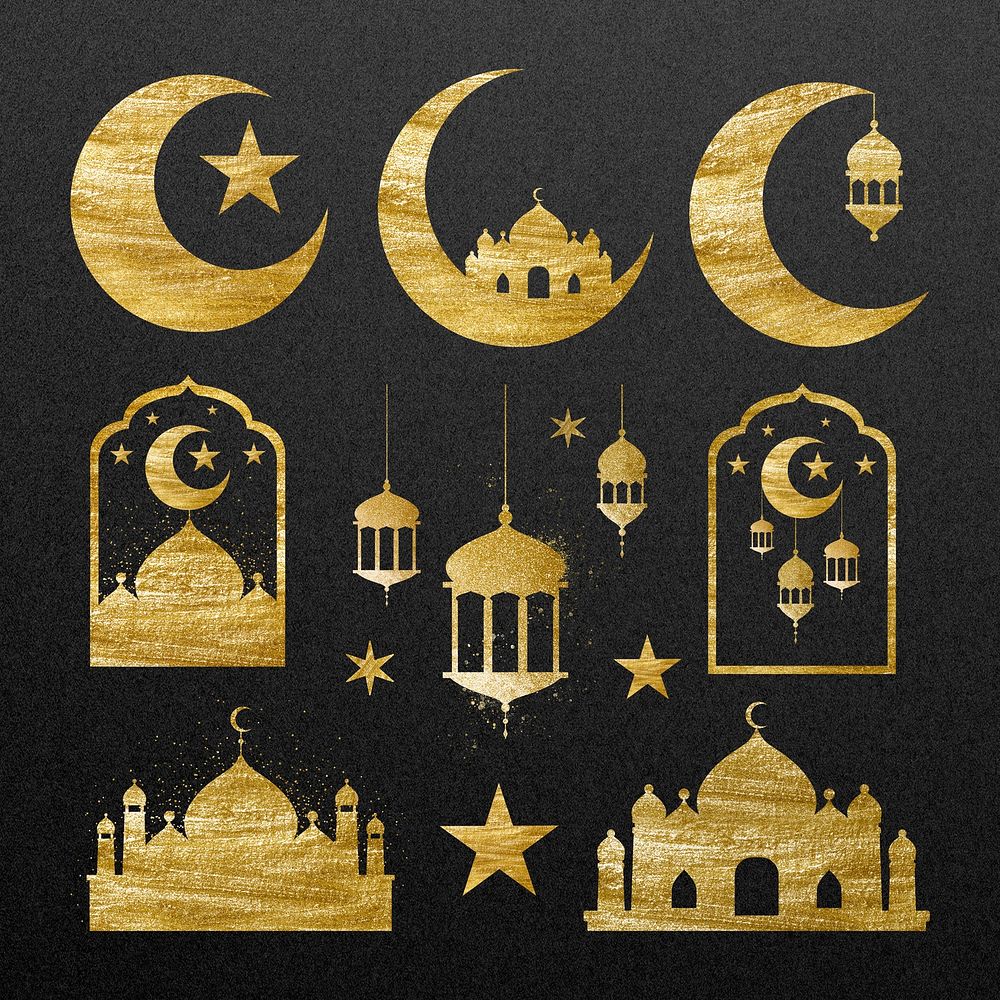 Festive Ramadan collage element collection, psd