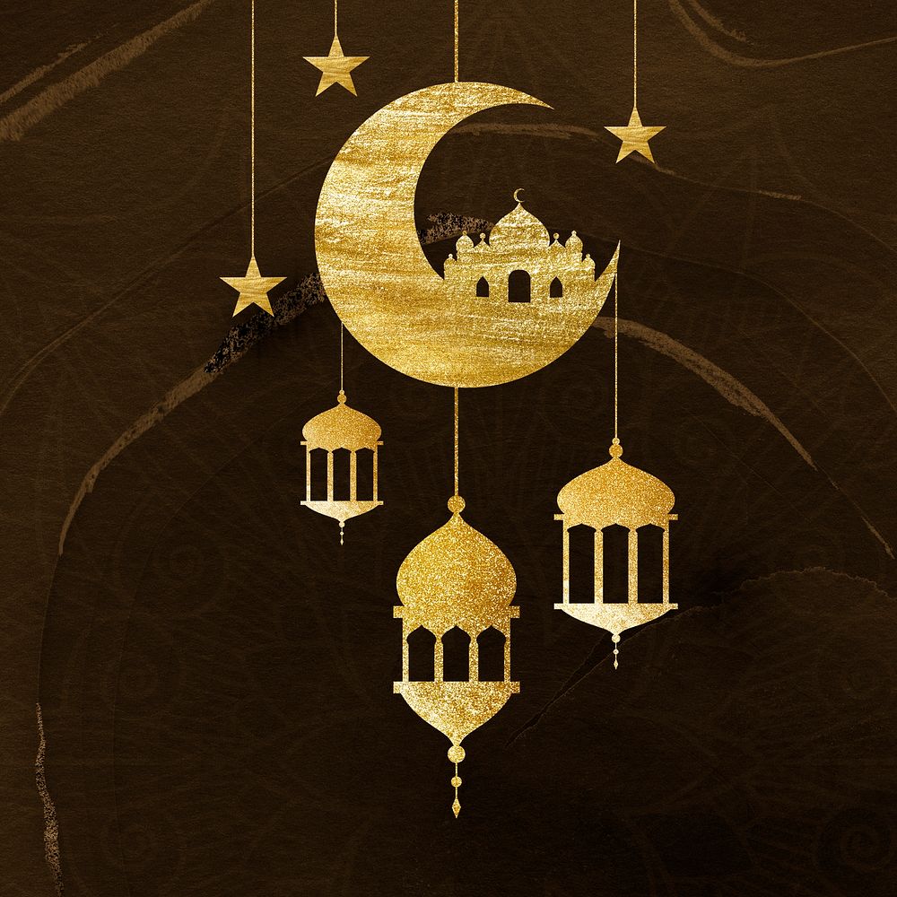 Festive moon lanterns clipart, Islamic design