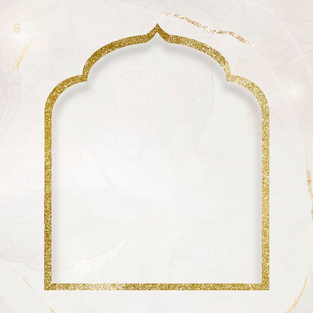 Gold Ramadan frame, mosque door design vector