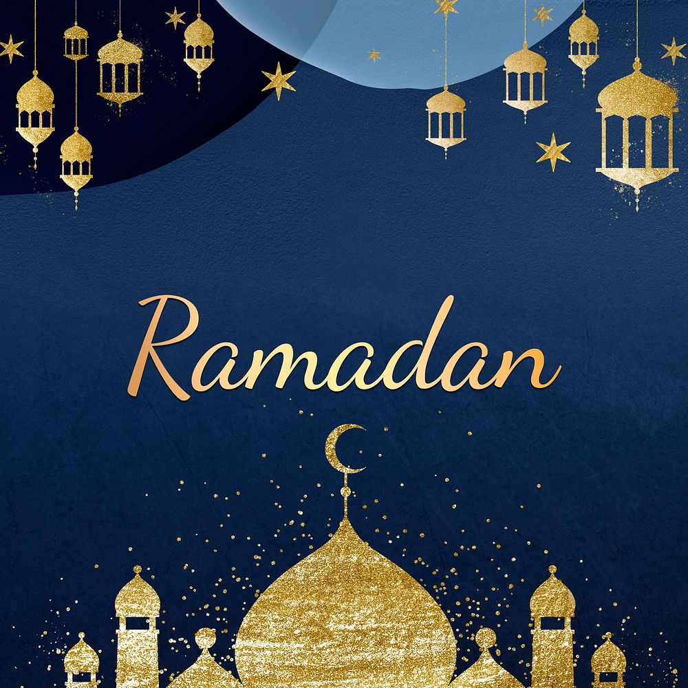 Gold Ramadan frame background, typography design