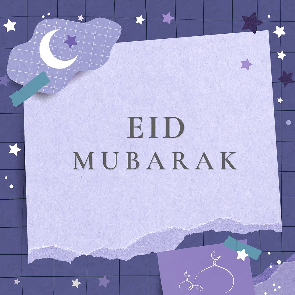 Eid Mubarak Instagram post template, Islamic design, vector