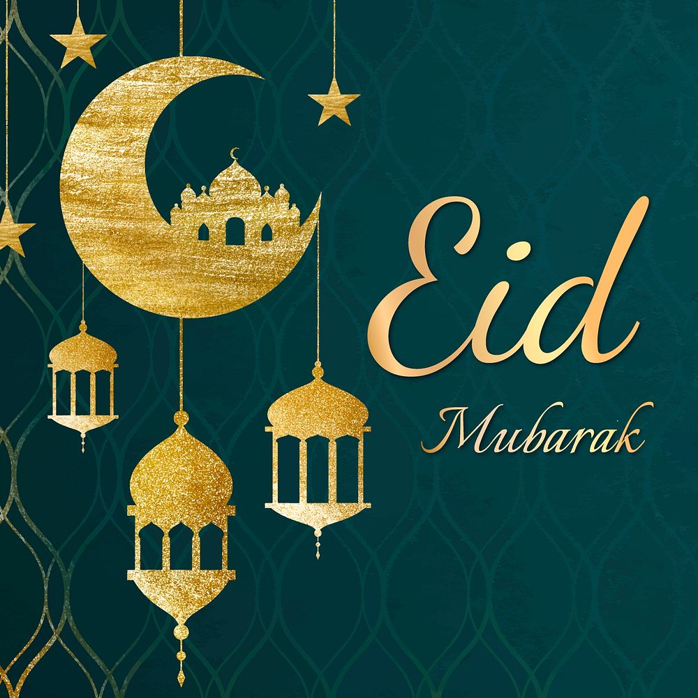 Eid Mubarak Instagram post template, Islamic design, vector