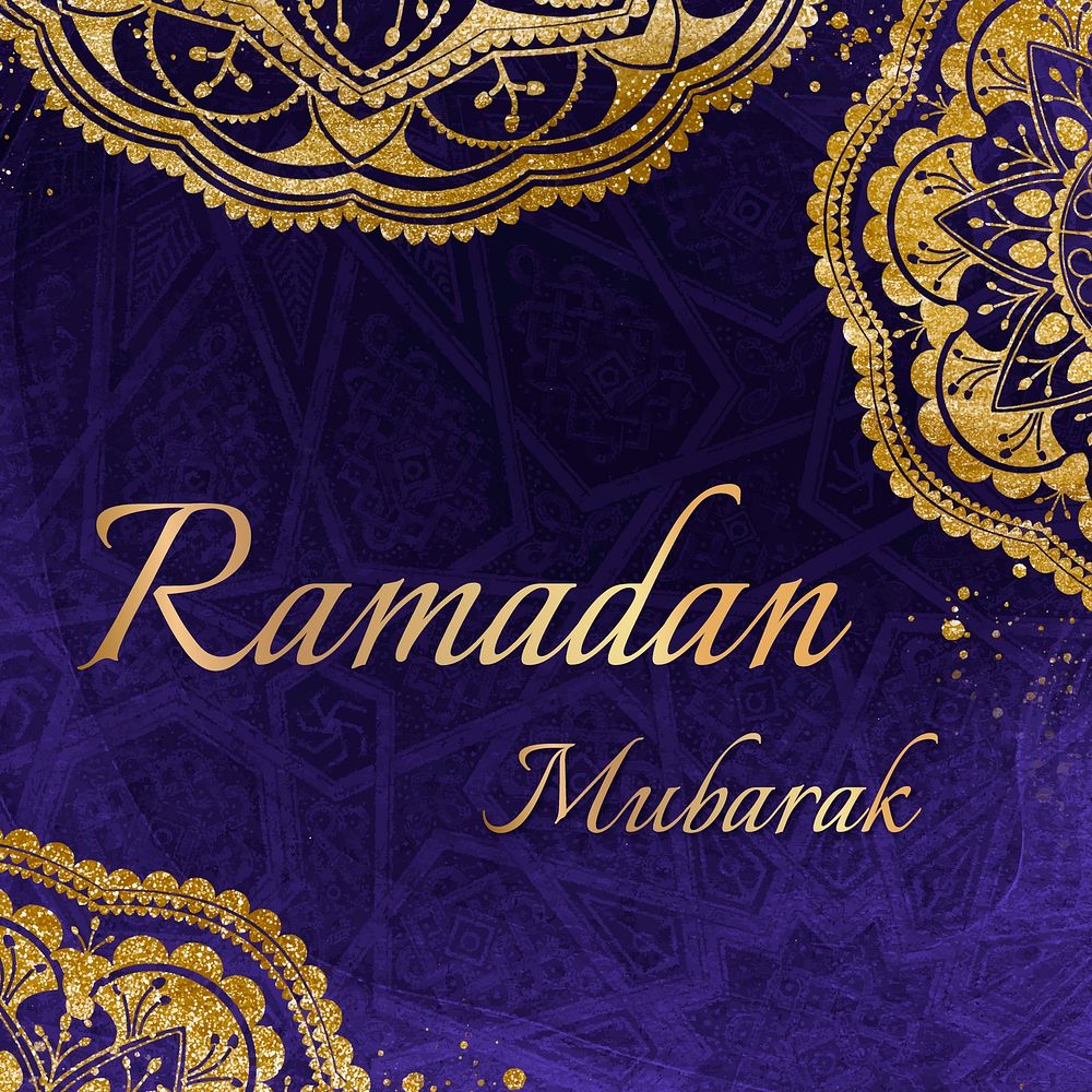 Ramadan Mubarak Facebook post template, Islamic design, vector