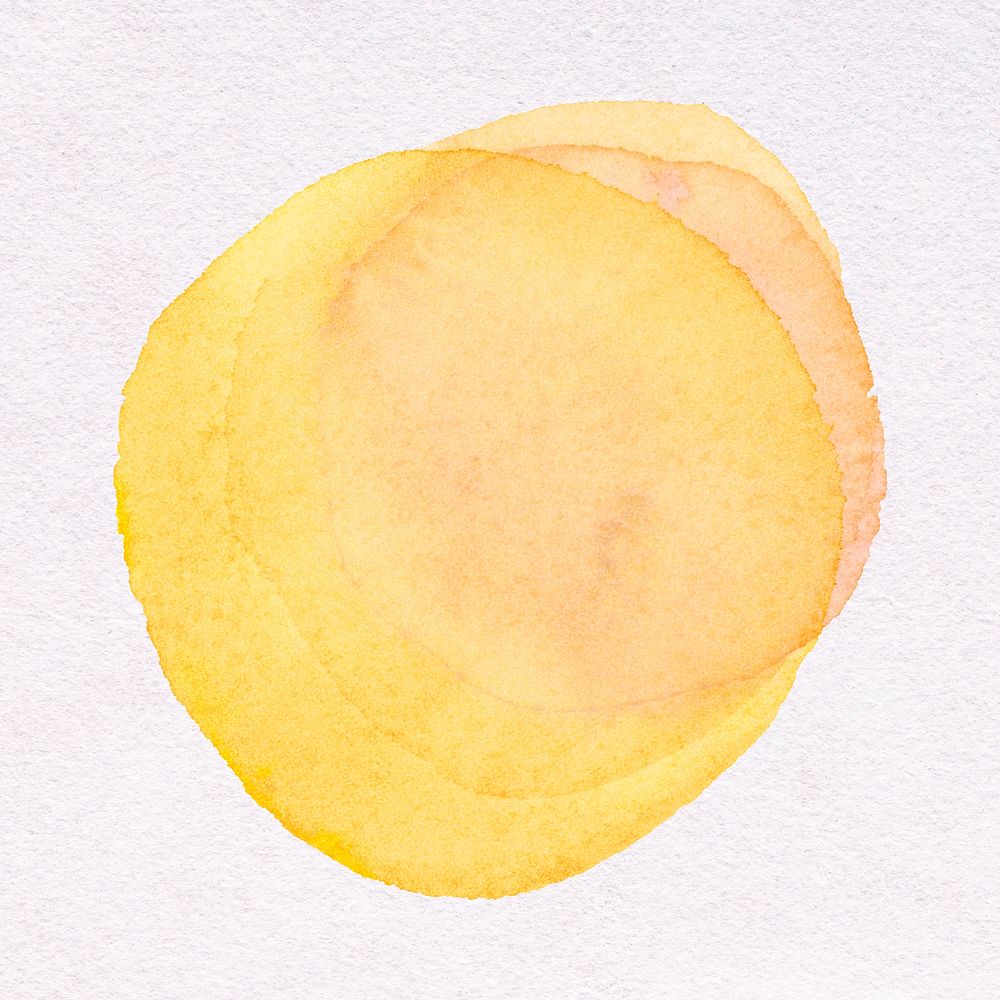 Simple yellow watercolor sticker, bright circle design psd