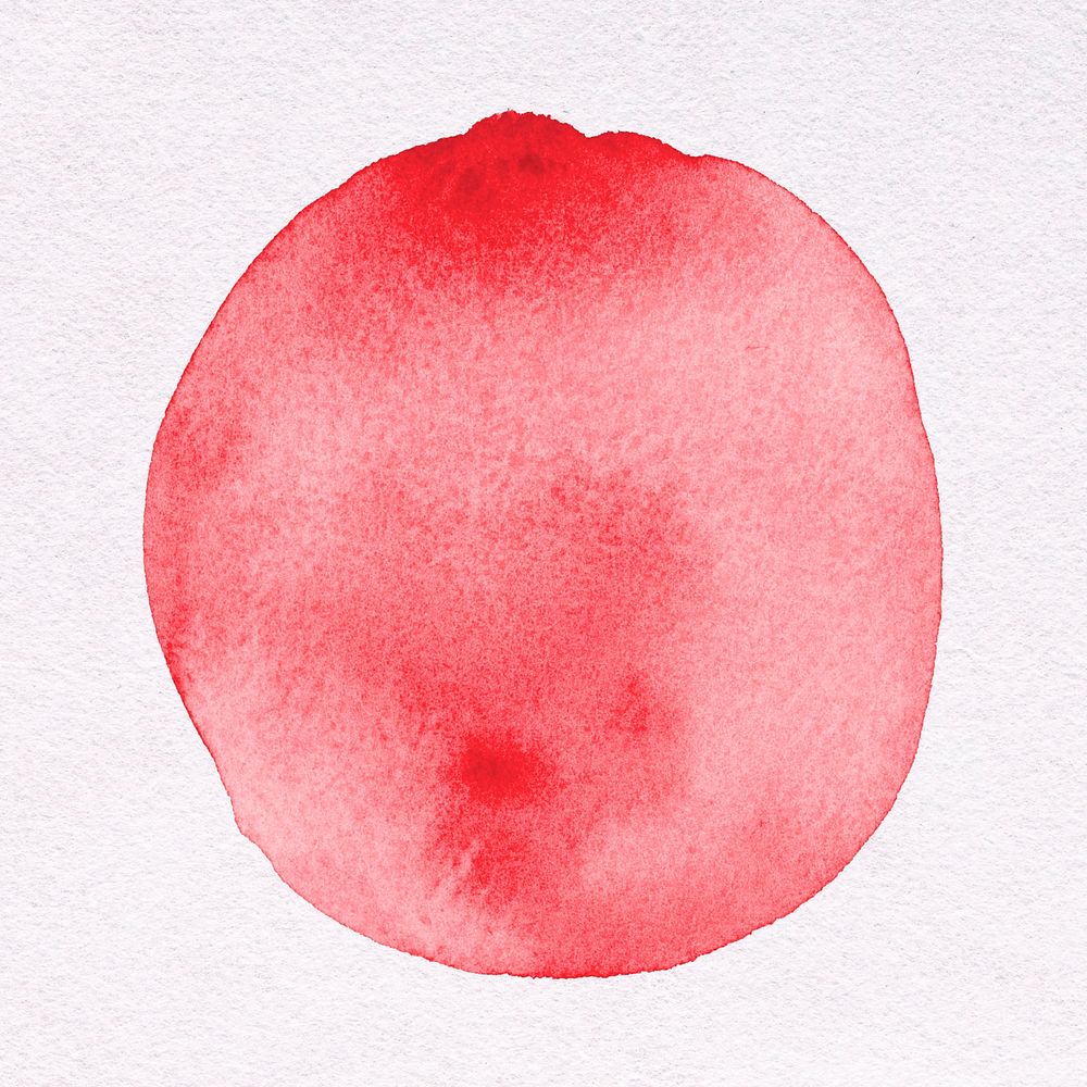 Simple red watercolor sticker, bright circle design psd