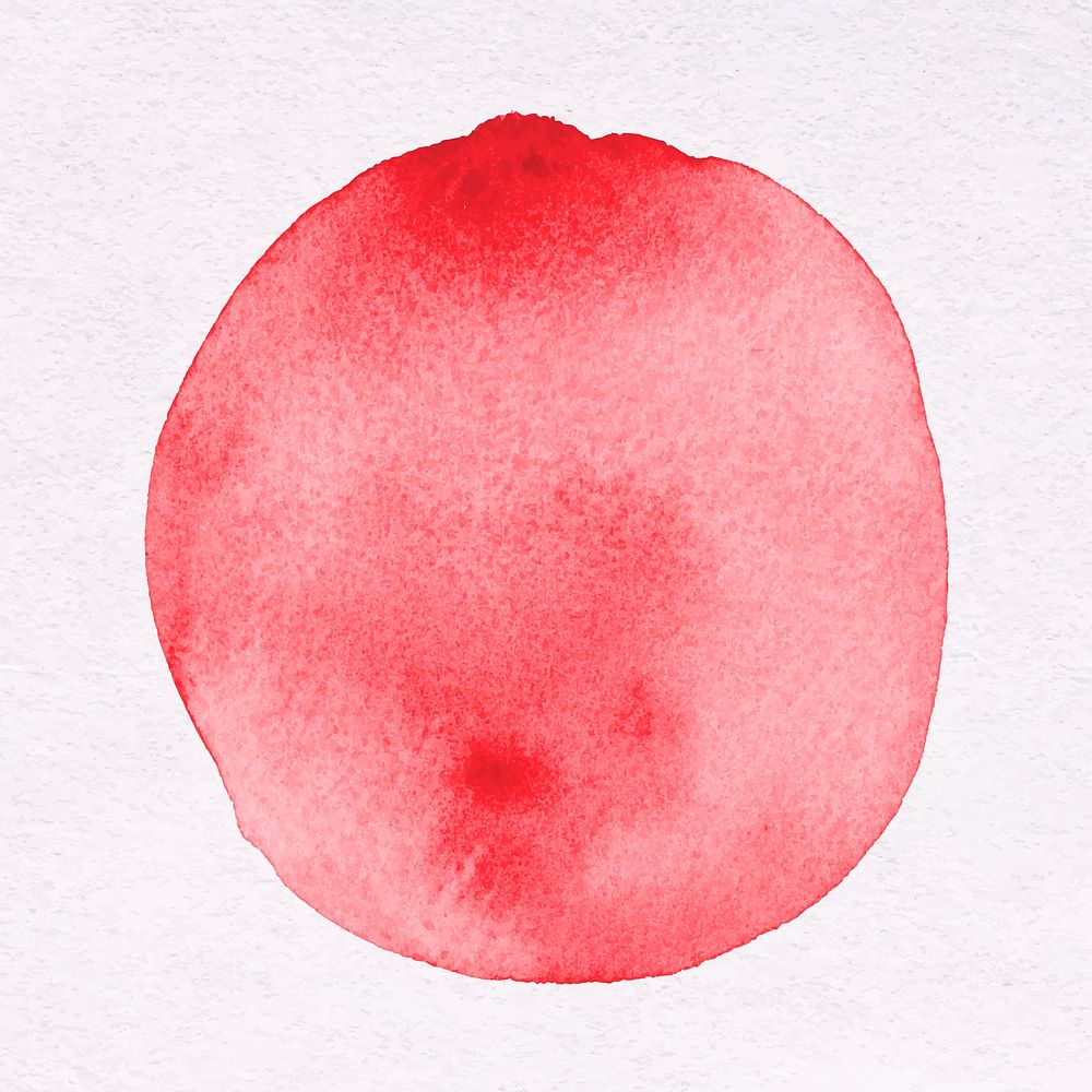 Simple red watercolor sticker, bright circle design vector
